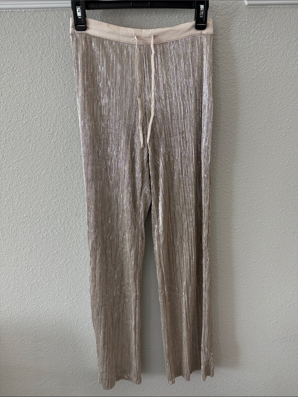 Victoria Secret Metallic Pleated Wide-Leg Pants - Gold